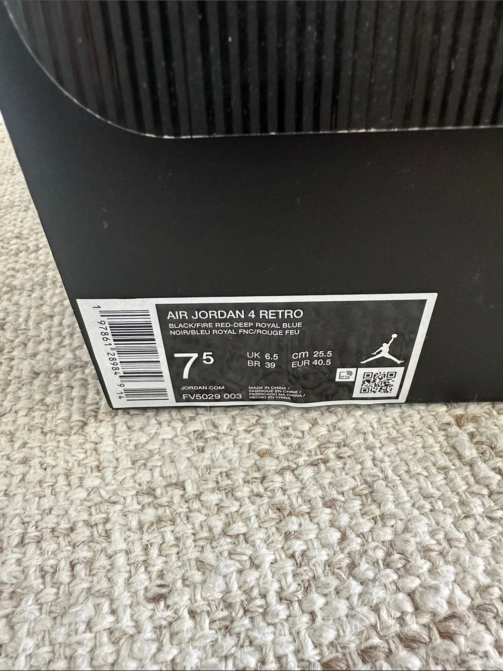 Air Jordan 4 Retro black fire red deep royal blue